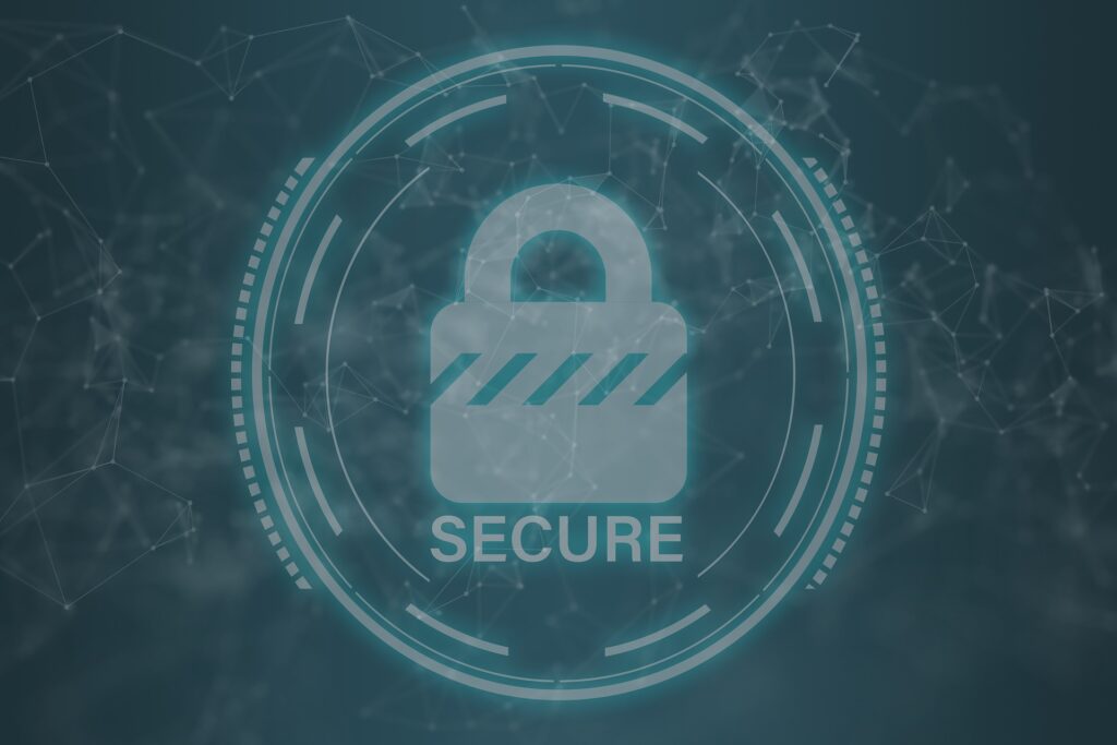 Cybersecurity lock representing the protection from the REC vulnerabilities and its importance for each user.